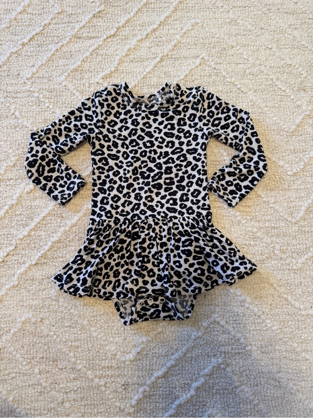 Posh Peanut Leopard Print Long Sleeve twirl Dress with bodysuit size 6-12 months